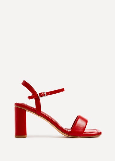 Linzi Balfour Red Faux Leather Block Heeled Sandal