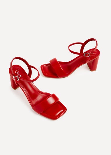 Linzi Balfour Red Faux Leather Block Heeled Sandal