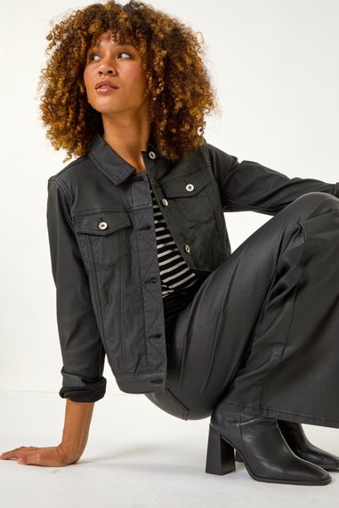 Roman Black Coated Pocket Detail Jacket