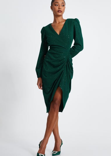 Quiz Green Glitter Midi Dress