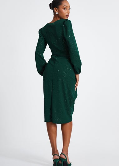 Quiz Green Glitter Midi Dress