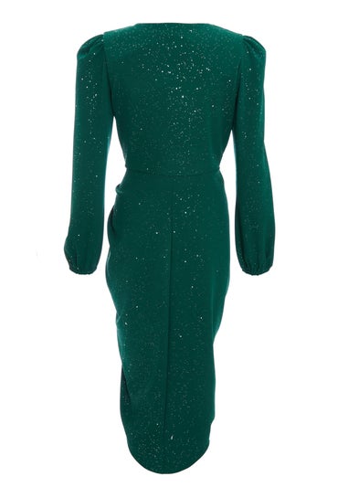 Quiz Green Glitter Midi Dress