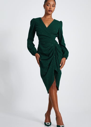 Quiz Green Glitter Midi Dress