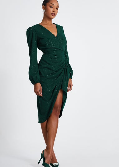 Quiz Green Glitter Midi Dress