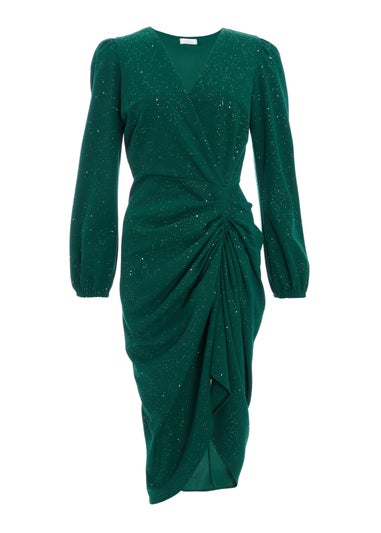 Quiz Green Glitter Midi Dress