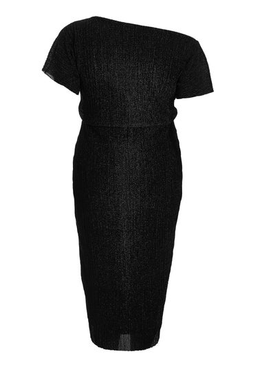 Quiz Black Curve Pleated Midi Dress