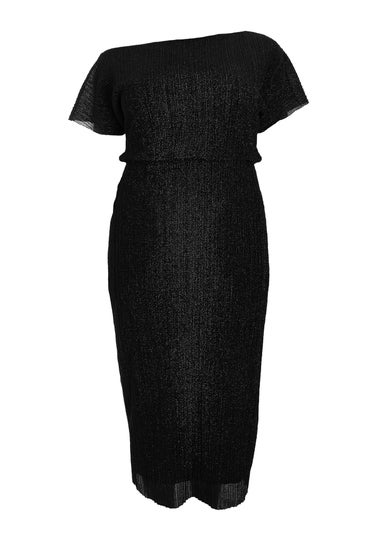 Quiz Black Curve Pleated Midi Dress