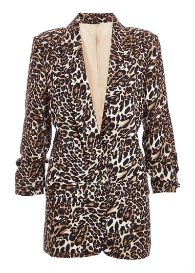 Quiz Brown Leopard Print Blazer