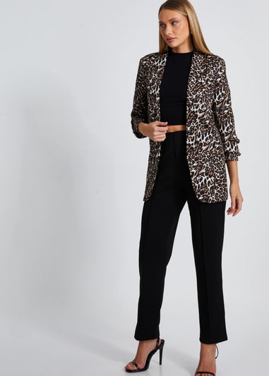 Quiz Brown Leopard Print Blazer