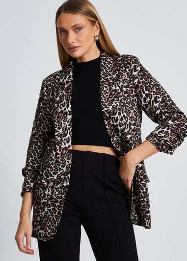 Quiz Brown Leopard Print Blazer