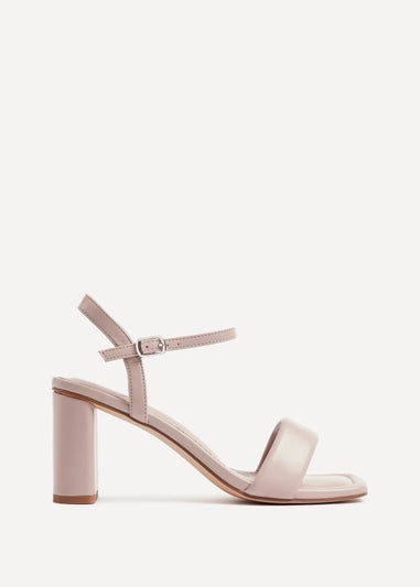 Linzi Balfour Mocha Faux Leather Block Heeled Sandal