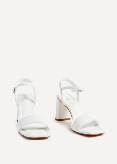 Linzi Balfour White Faux Leather Block Heeled Sandal