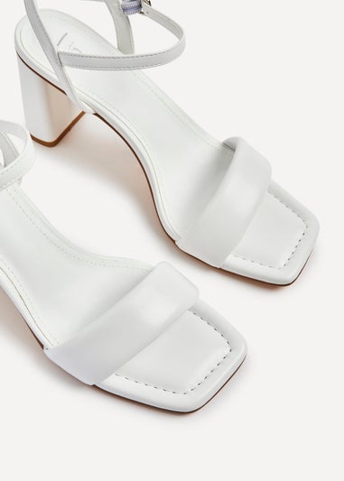 Linzi Balfour White Faux Leather Block Heeled Sandal