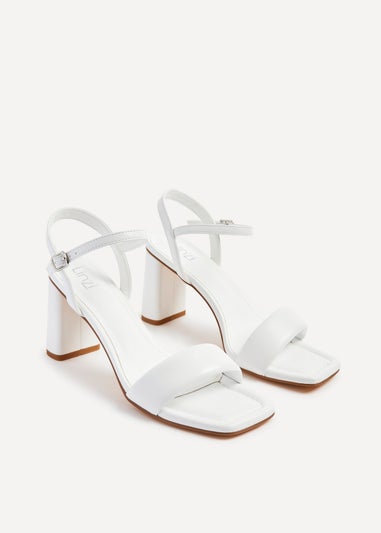 Linzi Balfour White Faux Leather Block Heeled Sandal