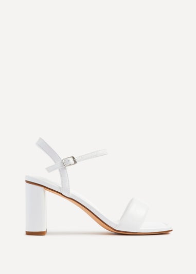 Linzi Balfour White Faux Leather Block Heeled Sandal