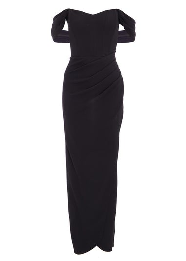 Quiz Black Bardot Wrap Maxi Dress