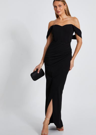 Quiz Black Bardot Wrap Maxi Dress