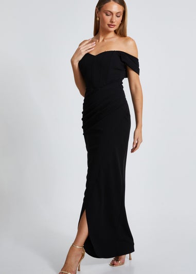 Quiz Black Bardot Wrap Maxi Dress