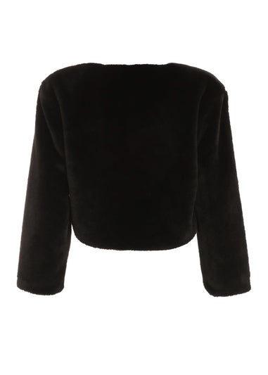 Quiz Black Faux Fur Long Sleeve Cape