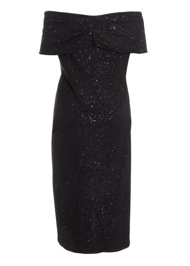 Quiz Black Curve Glitter Bardot Midi Dress