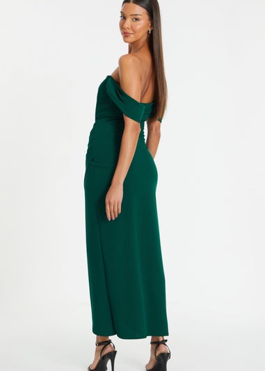 Quiz Green Petite Bardot Maxi Dress