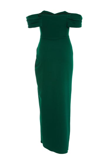 Quiz Green Petite Bardot Maxi Dress