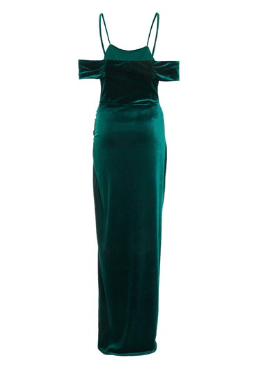 Quiz Green Velvet Cowl Neck Maxi Dress