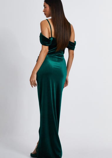 Quiz Green Velvet Cowl Neck Maxi Dress