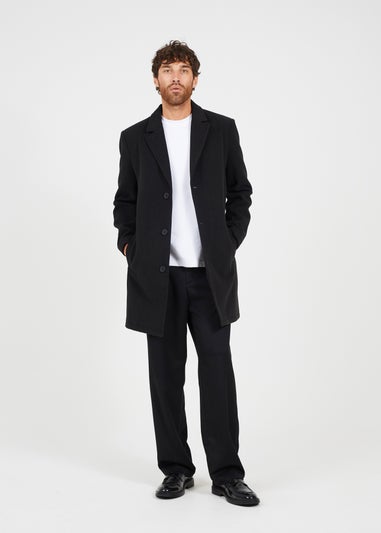 Brave Soul Black Single Breasted Formal Coat