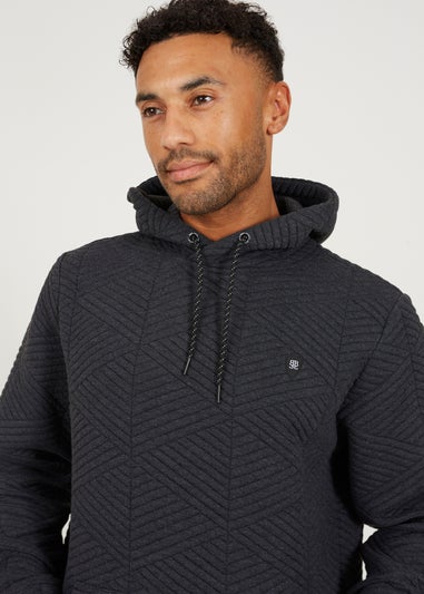 Brave Soul Charcoal Overhead Hoody with Geometric Pattern