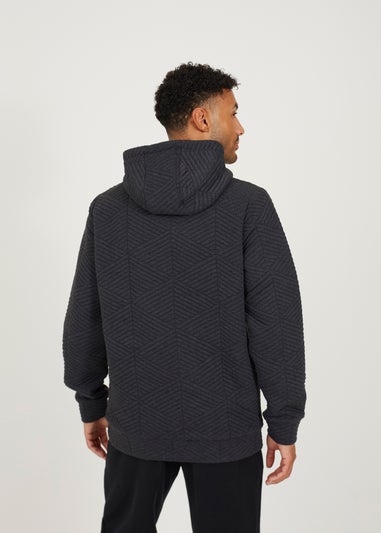 Brave Soul Charcoal Overhead Hoody with Geometric Pattern