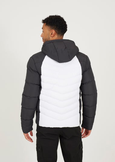 Brave Soul White Contrast Padded Hooded Jacket