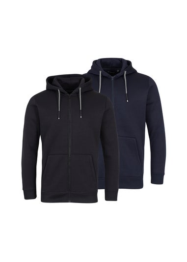 Brave Soul Black 2 Pack Zip Through Hoodies