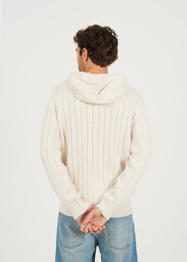 Brave Soul Ecru Cable Knit Hoody