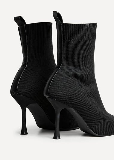 Linzi Franz Black Knit Pointed Toe Sock Boot