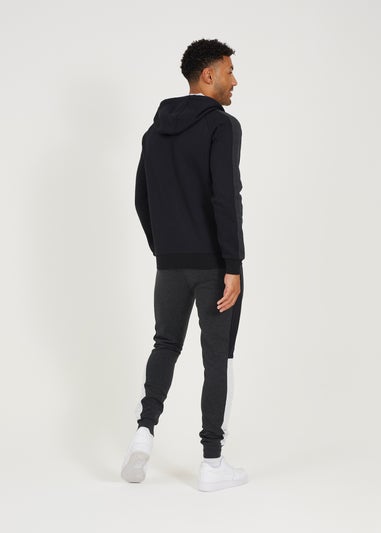 Brave Soul Charcoal Contrast Panel High Neck Full Zip Hoody and Jogger Set