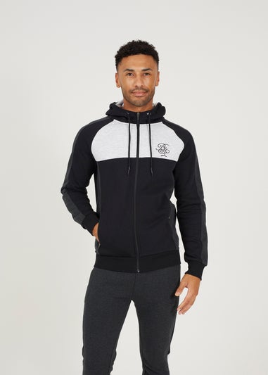 Brave Soul Charcoal Contrast Panel High Neck Full Zip Hoody and Jogger Set