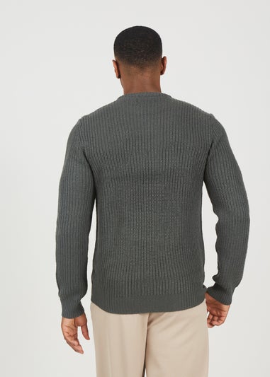 Brave Soul Green Crew Neck Chunky Knit Jumper