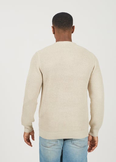 Brave Soul Beige Crew Neck Chunky Knit Jumper