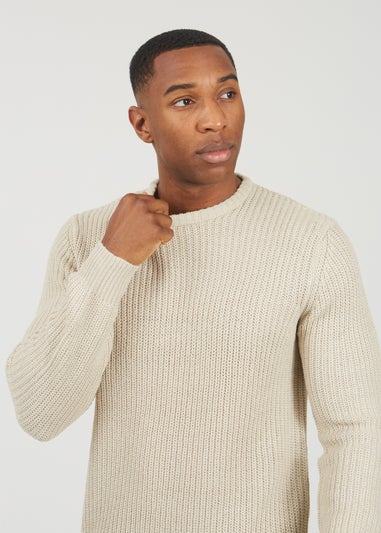 Brave Soul Beige Crew Neck Chunky Knit Jumper