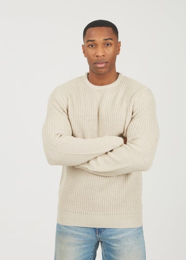 Brave Soul Beige Crew Neck Chunky Knit Jumper