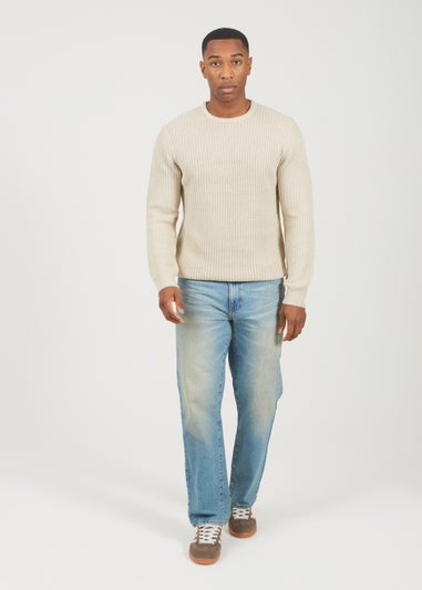 Brave Soul Beige Crew Neck Chunky Knit Jumper