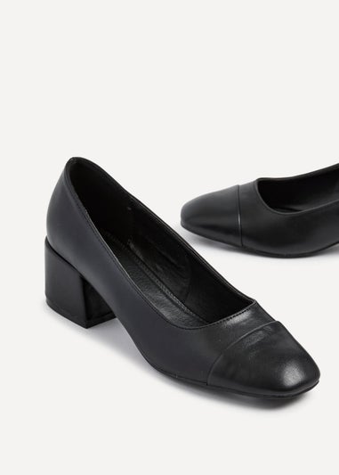 Linzi Valerie Black Faux Leather Block Court Heel