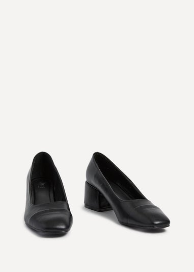 Linzi Valerie Black Faux Leather Block Court Heel
