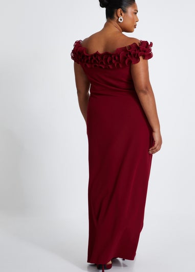 Quiz Red Curve Bardot Maxi Dress