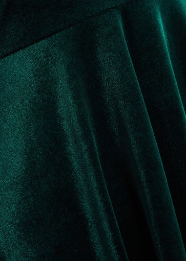 Quiz Green Velvet Bardot Midi Dress