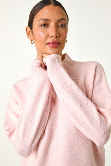 Roman Pale Pink Bobble Stitch Knit Jumper