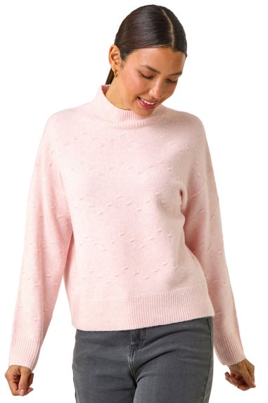 Roman Pale Pink Bobble Stitch Knit Jumper