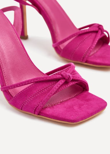 Linzi Nola Fuchsia Faux Suede Square Toe Heeled Sandal