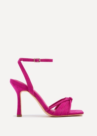 Linzi Nola Fuchsia Faux Suede Square Toe Heeled Sandal